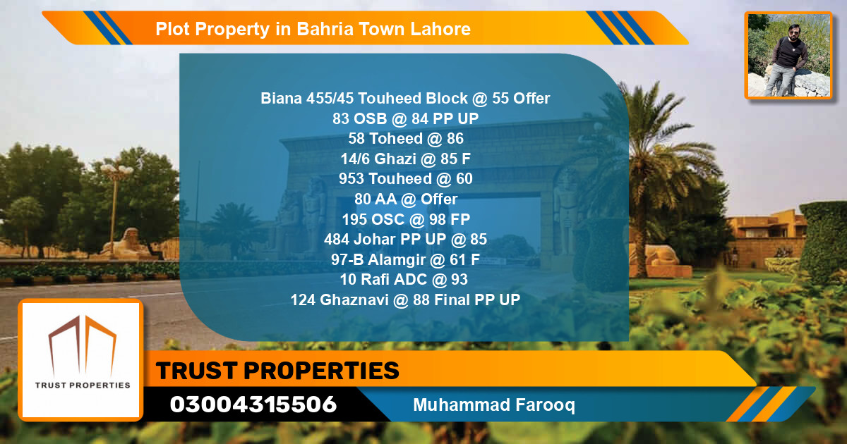 Residential Plot for Sale in Bahria Town, Lahore - (BP-44486)