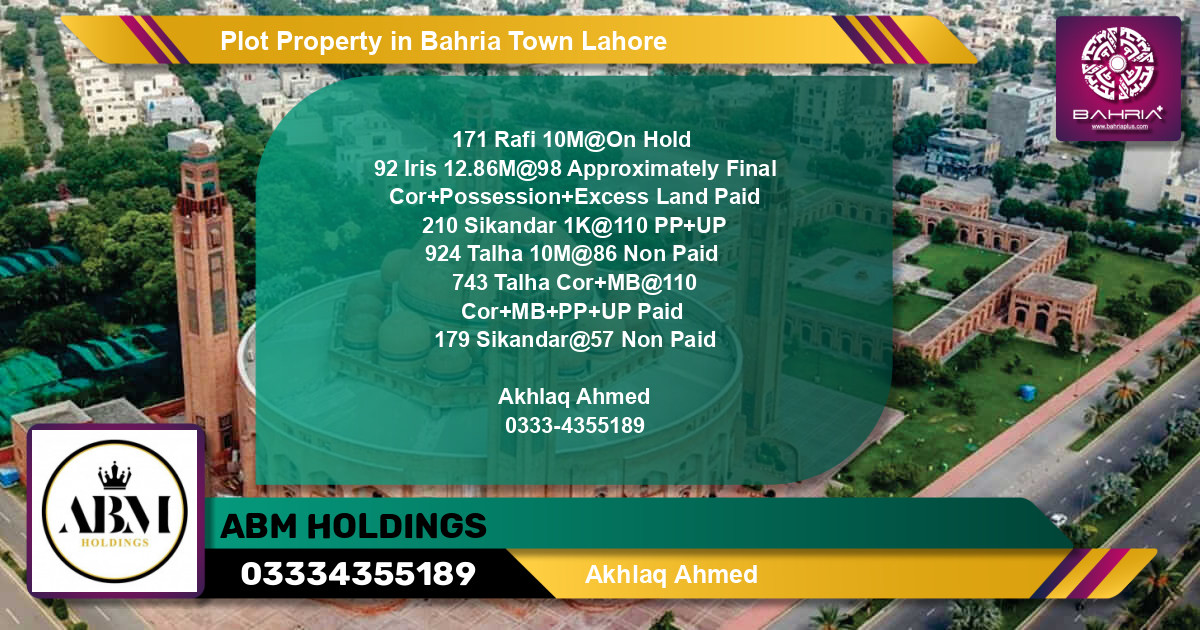 Residential Plot for Sale in Bahria Town, Lahore - (BP-44492)