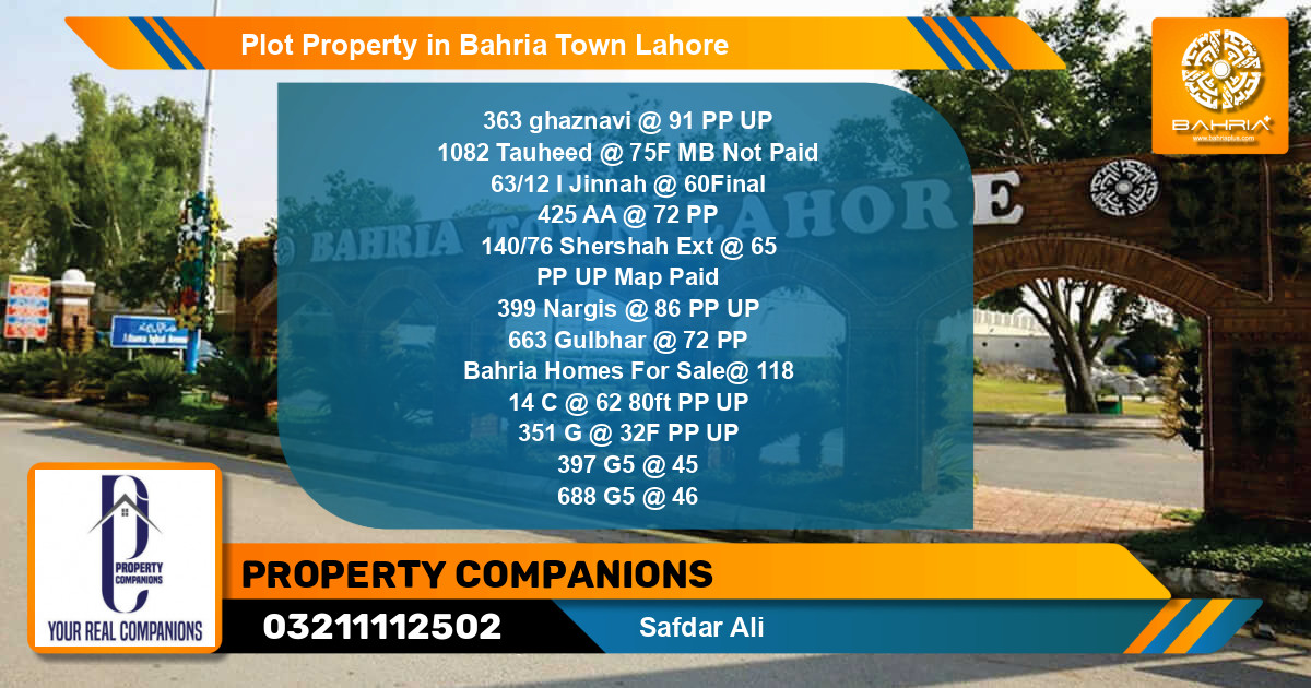 Residential Plot for Sale in Bahria Town, Lahore - (BP-44499)