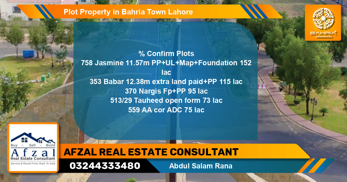 Residential Plot for Sale in Bahria Town, Lahore - (BP-44516)