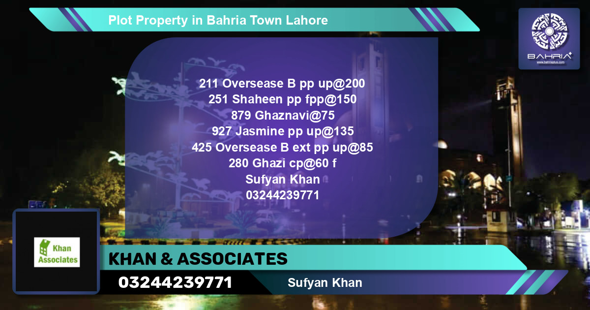 Residential Plot for Sale in Bahria Town, Lahore - (BP-44526)