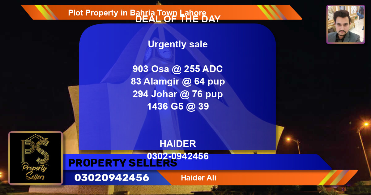 Residential Plot for Sale in Bahria Town, Lahore - (BP-44537)