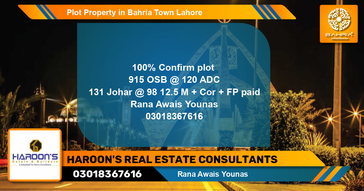 Residential Plot for Sale in Bahria Town, Lahore - (BP-44555)
