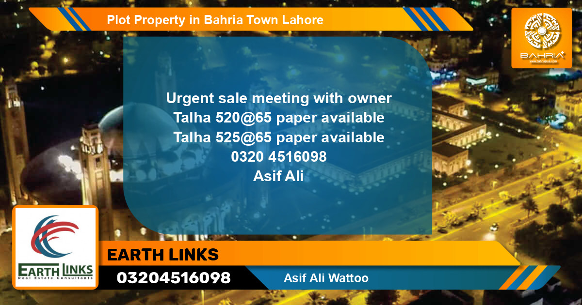 Residential Plot for Sale in Bahria Town, Lahore - (BP-44556)
