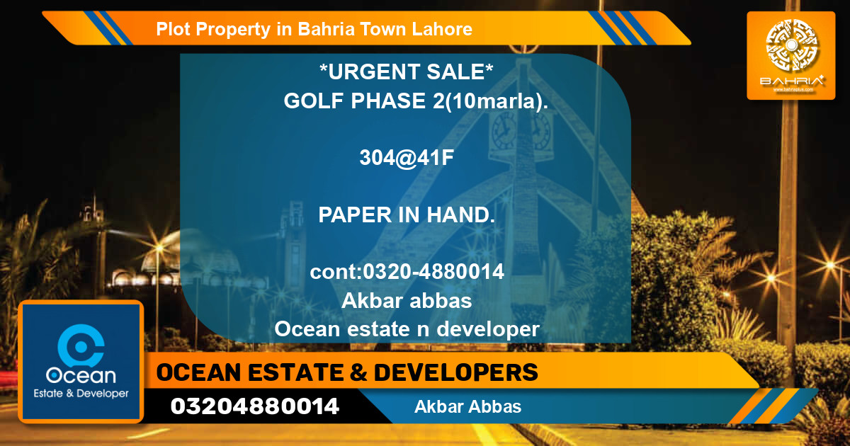 Residential Plot for Sale in Bahria Town, Lahore - (BP-44571)