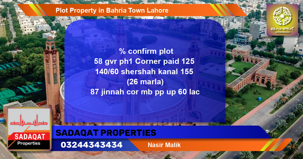 Residential Plot for Sale in Bahria Town, Lahore - (BP-44578)