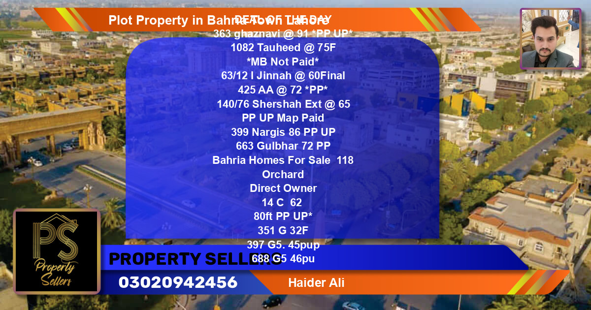 Residential Plot for Sale in Bahria Town, Lahore - (BP-44584)