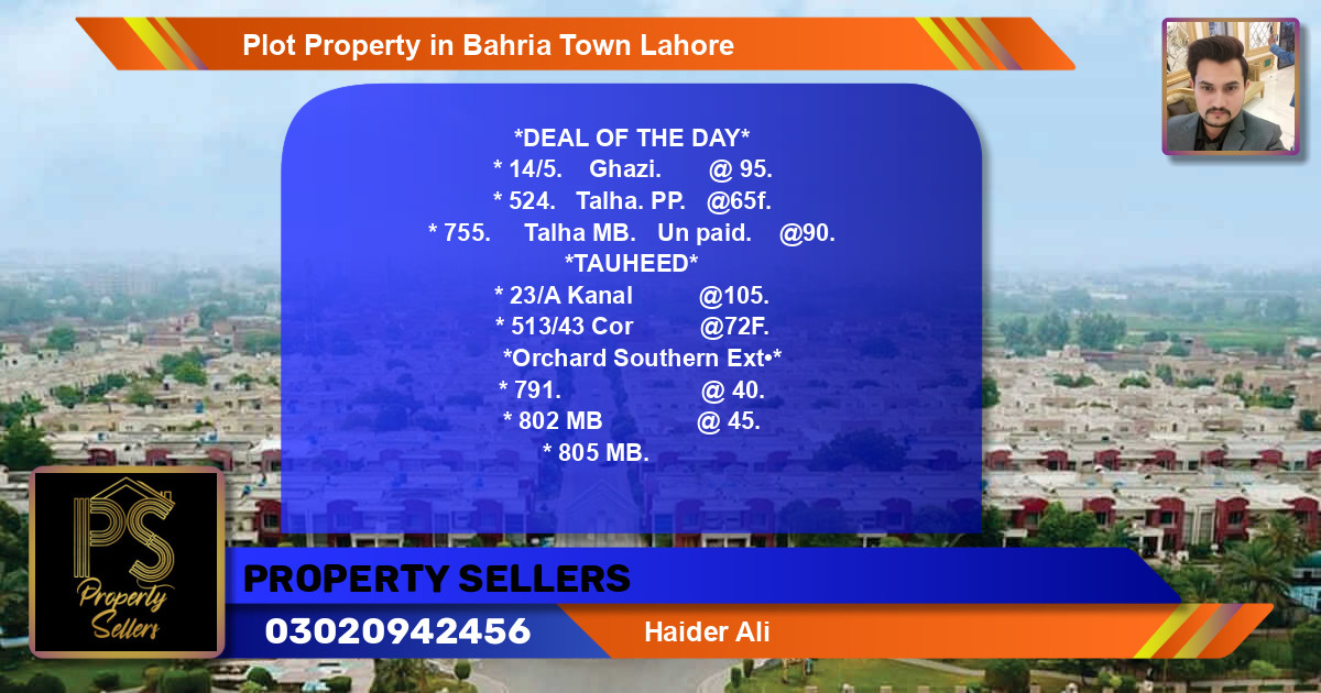 Residential Plot for Sale in Bahria Town, Lahore - (BP-44597)