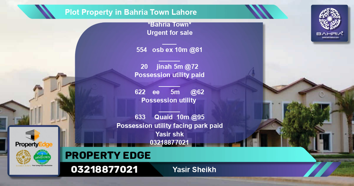 Residential Plot for Sale in Bahria Town, Lahore - (BP-44620)