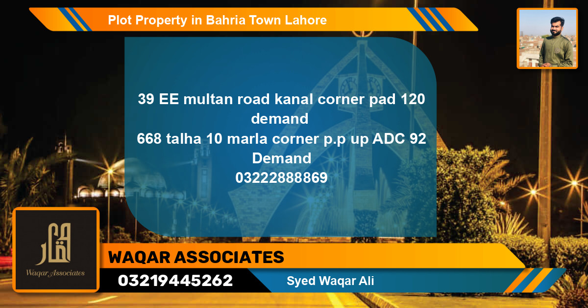 Residential Plot for Sale in Bahria Town, Lahore - (BP-44634)
