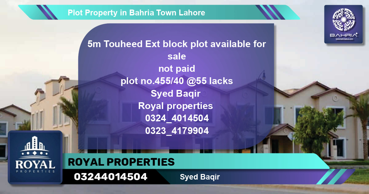 Residential Plot for Sale in Bahria Town, Lahore - (BP-44645)