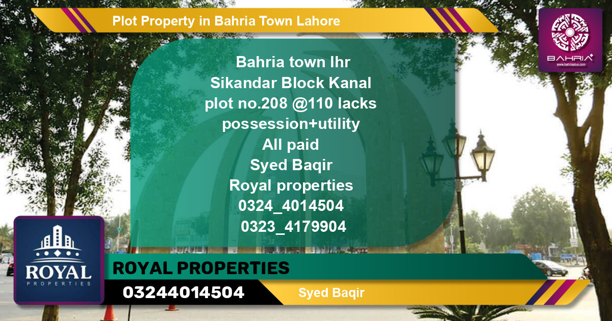 Residential Plot for Sale in Bahria Town, Lahore - (BP-44651)