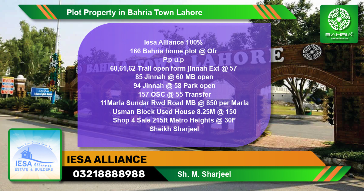 Residential Plot for Sale in Bahria Town, Lahore - (BP-44686)