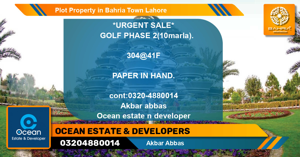 Residential Plot for Sale in Bahria Town, Lahore - (BP-44694)