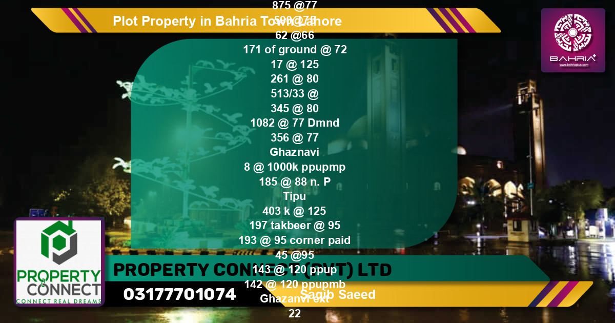 Residential Plot for Sale in Bahria Town, Lahore - (BP-44698)