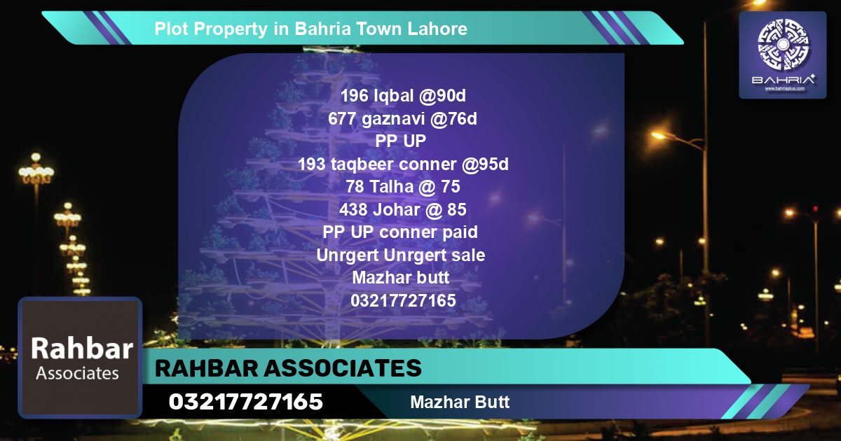 Residential Plot for Sale in Bahria Town, Lahore - (BP-44714)