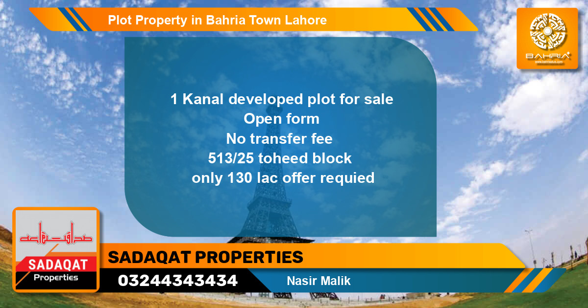 Residential Plot for Sale in Bahria Town, Lahore - (BP-44741)