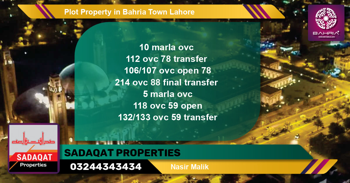 Residential Plot for Sale in Bahria Town, Lahore - (BP-44746)