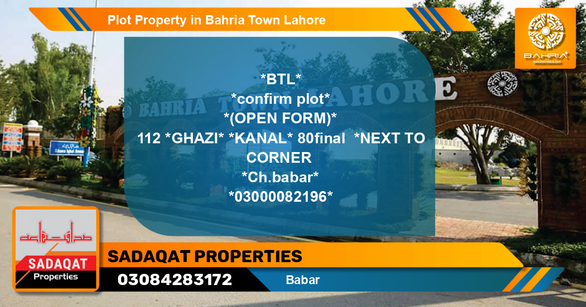 Residential Plot for Sale in Bahria Town, Lahore - (BP-44761)