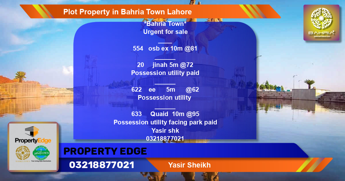 Residential Plot for Sale in Bahria Town, Lahore - (BP-44786)