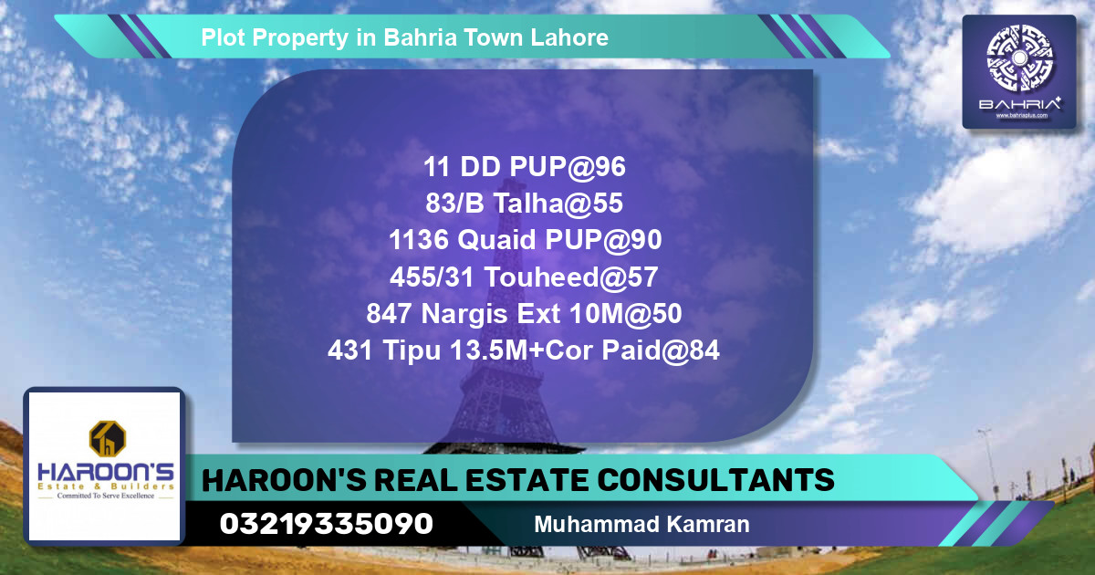 Residential Plot for Sale in Bahria Town, Lahore - (BP-44812)