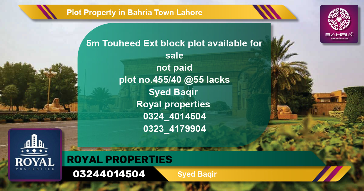 Residential Plot for Sale in Bahria Town, Lahore - (BP-44831)