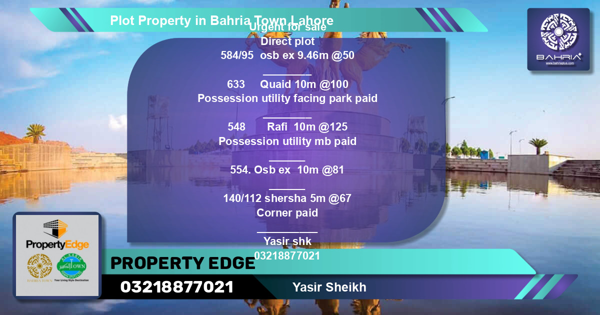 Residential Plot for Sale in Bahria Town, Lahore - (BP-44838)