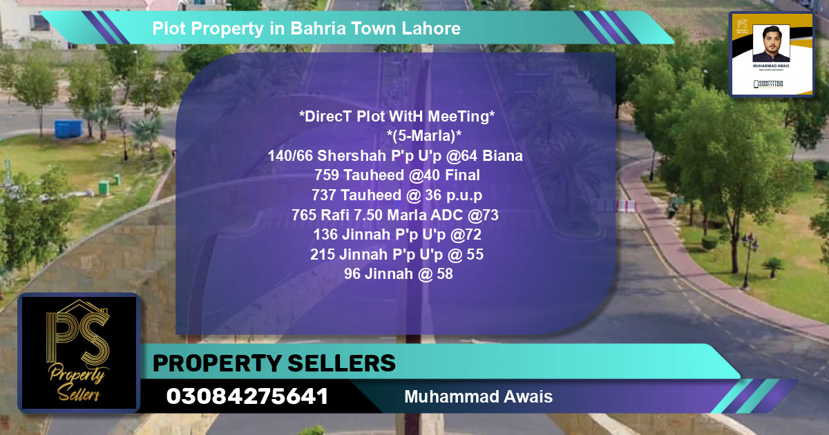 Residential Plot for Sale in Bahria Town, Lahore - (BP-44854)
