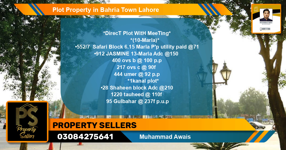 Residential Plot for Sale in Bahria Town, Lahore - (BP-44855)