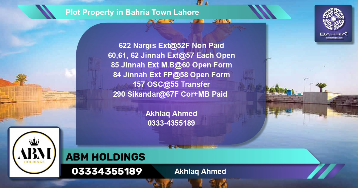 Residential Plot for Sale in Bahria Town, Lahore - (BP-44879)