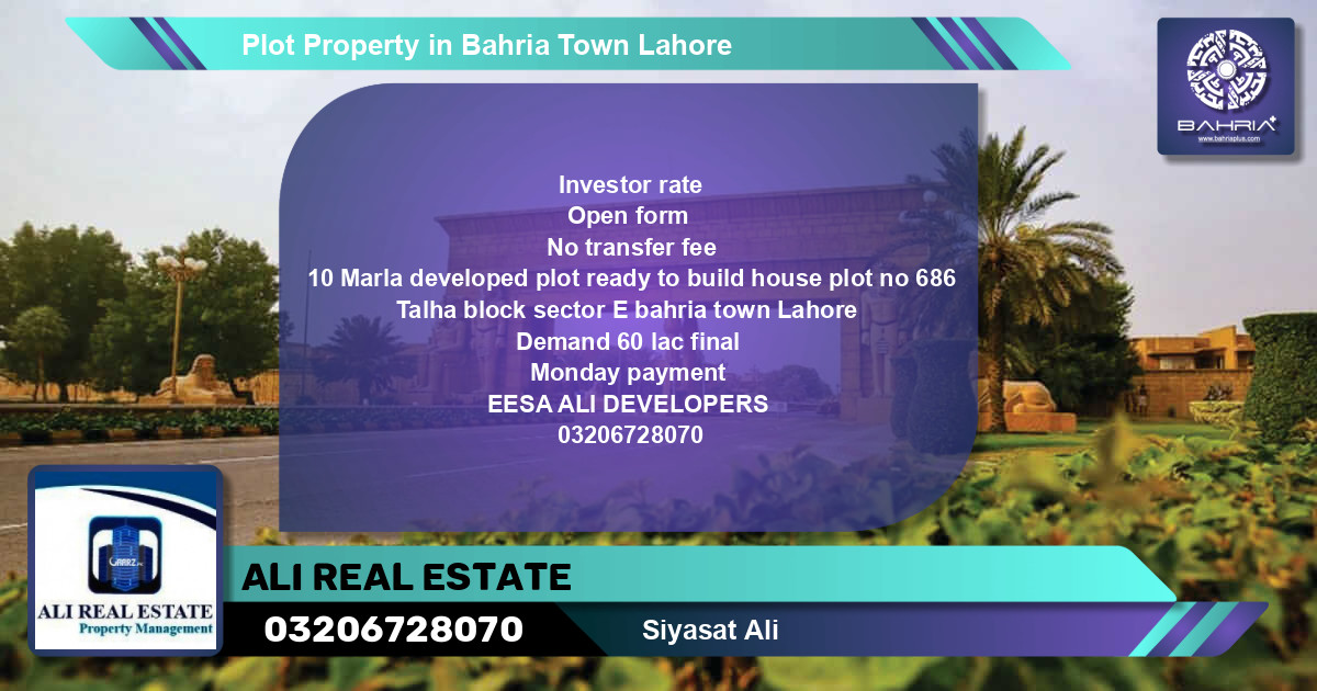 Residential Plot for Sale in Bahria Town, Lahore - (BP-44904)