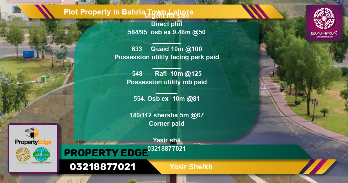 Residential Plot for Sale in Bahria Town, Lahore - (BP-44948)