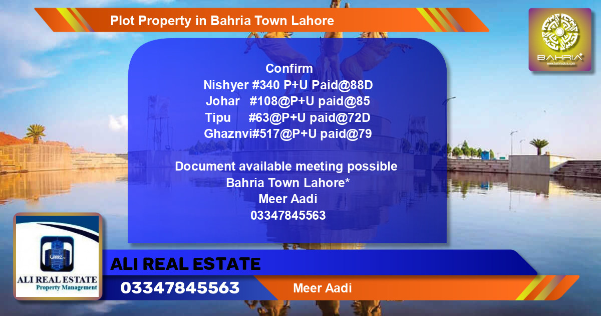 Residential Plot for Sale in Bahria Town, Lahore - (BP-44949)