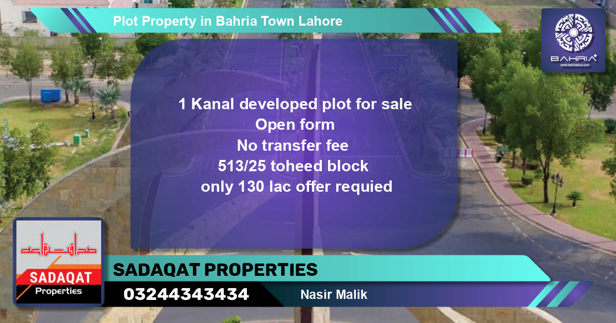 Residential Plot for Sale in Bahria Town, Lahore - (BP-44963)