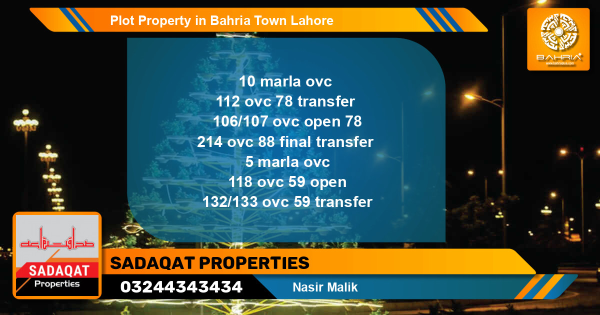 Residential Plot for Sale in Bahria Town, Lahore - (BP-44968)
