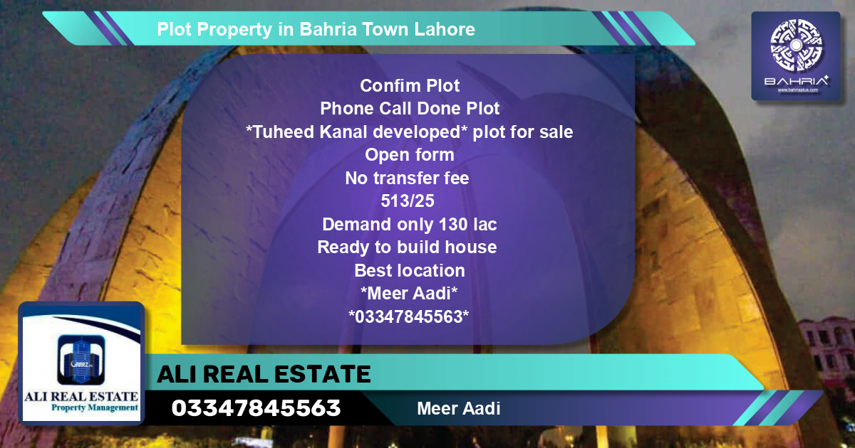 Residential Plot for Sale in Bahria Town, Lahore - (BP-44983)