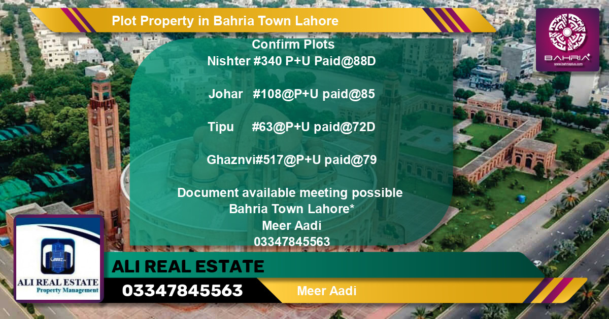 Residential Plot for Sale in Bahria Town, Lahore - (BP-44992)
