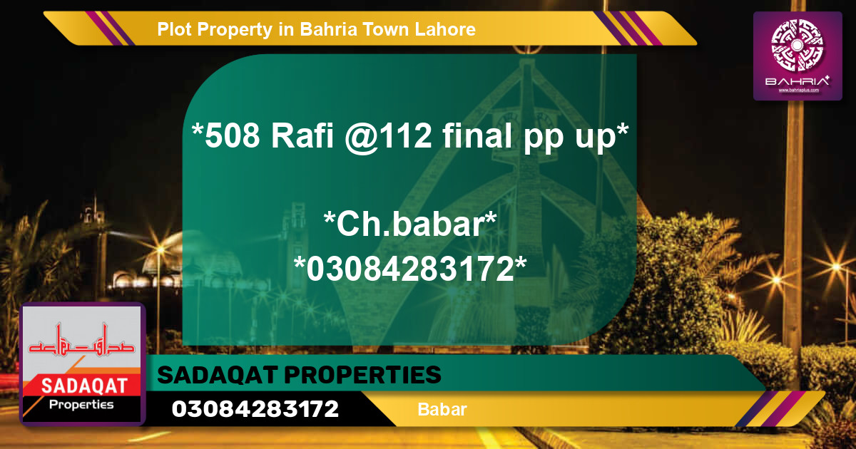 Residential Plot for Sale in Bahria Town, Lahore - (BP-45014)