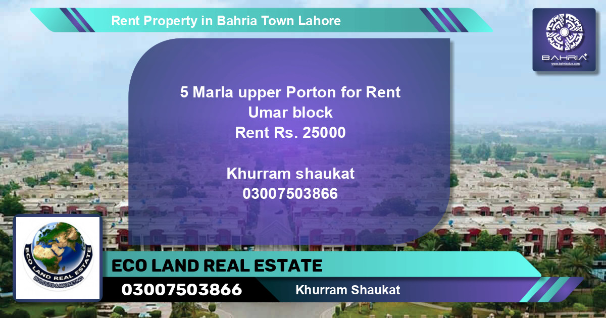 Residential Property for Rent in Bahria Town, Lahore - (BP-45017)