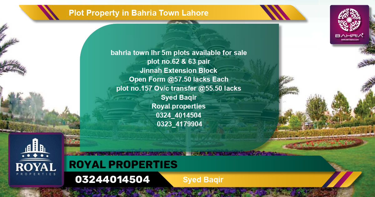 Residential Plot for Sale in Bahria Town, Lahore - (BP-45116)