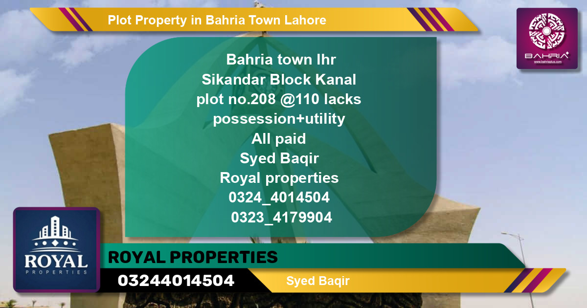 Residential Plot for Sale in Bahria Town, Lahore - (BP-45118)