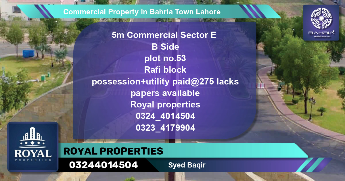 Commercial Property for Sale in Bahria Town, Lahore - (BP-45124)