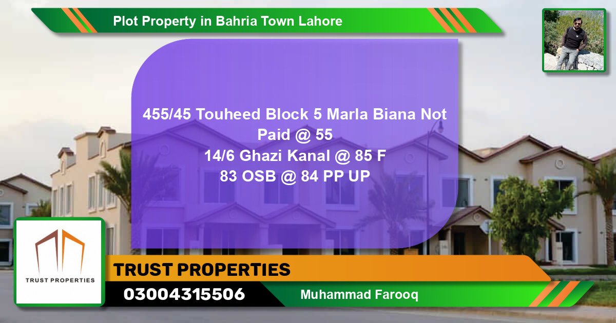 Residential Plot for Sale in Bahria Town, Lahore - (BP-45132)