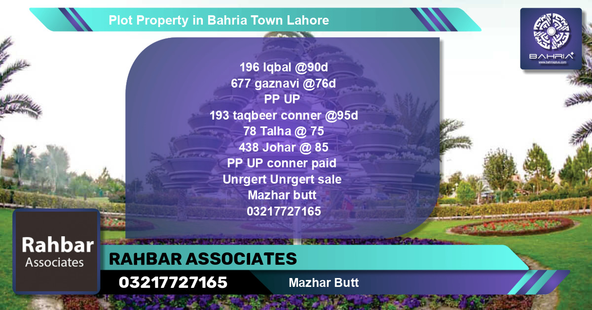 Residential Plot for Sale in Bahria Town, Lahore - (BP-45136)