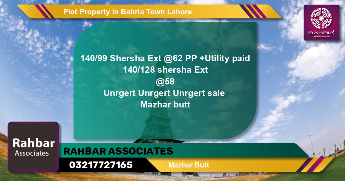 Residential Plot for Sale in Bahria Town, Lahore - (BP-45148)