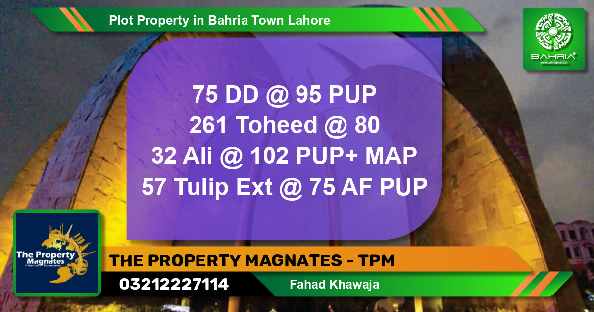 Residential Plot for Sale in Bahria Town, Lahore - (BP-45159)