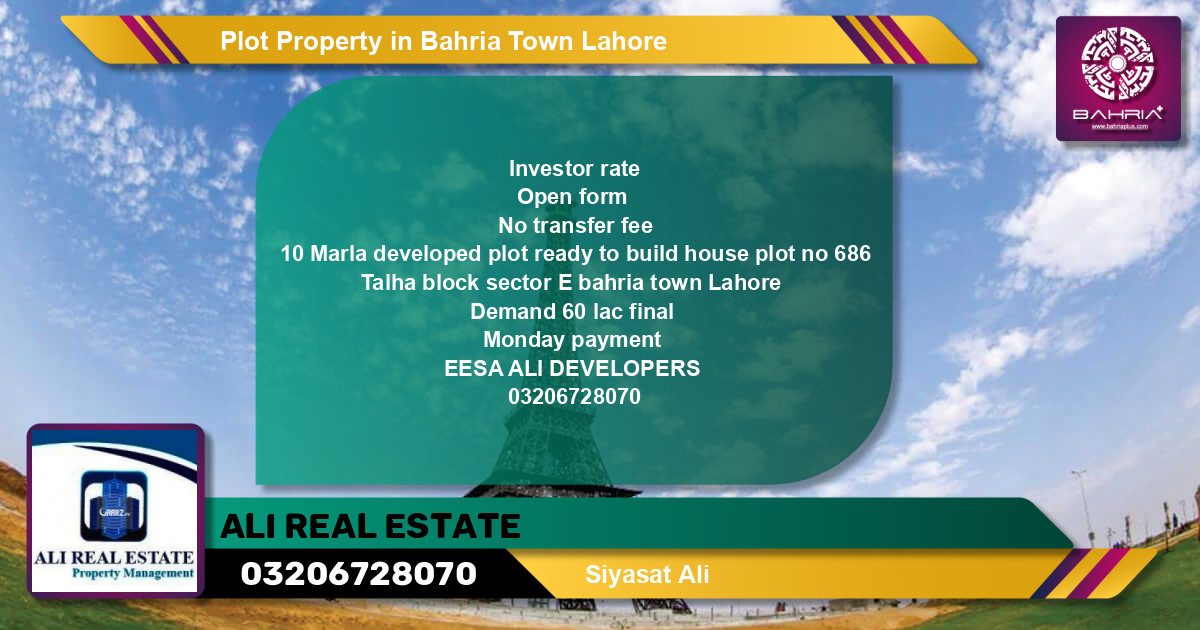 Residential Plot for Sale in Bahria Town, Lahore - (BP-45197)