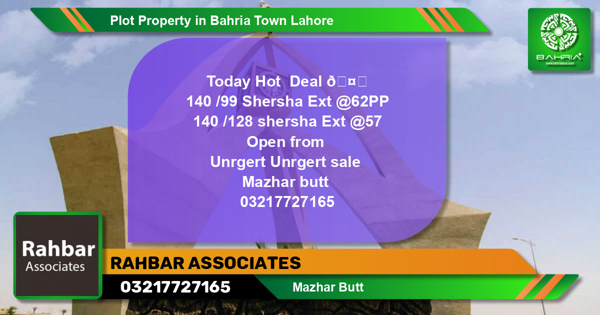 Residential Plot for Sale in Bahria Town, Lahore - (BP-45217)