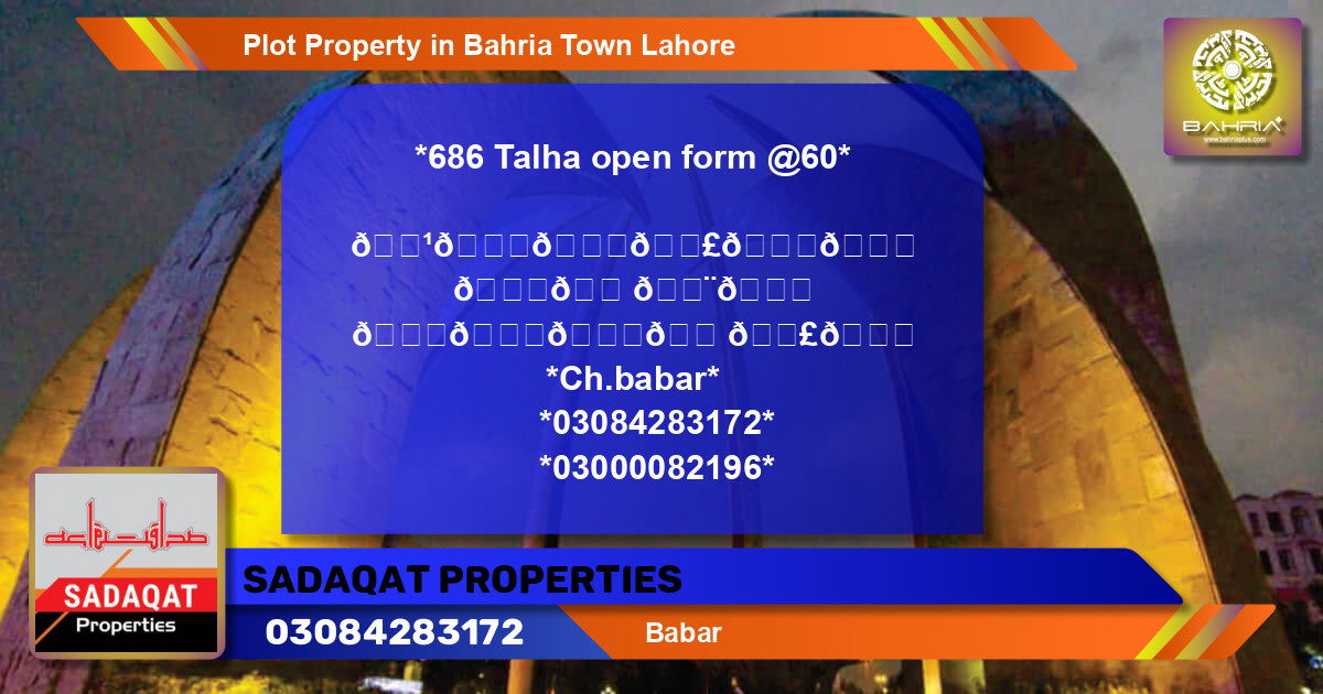 Residential Plot for Sale in Bahria Town, Lahore - (BP-45365)