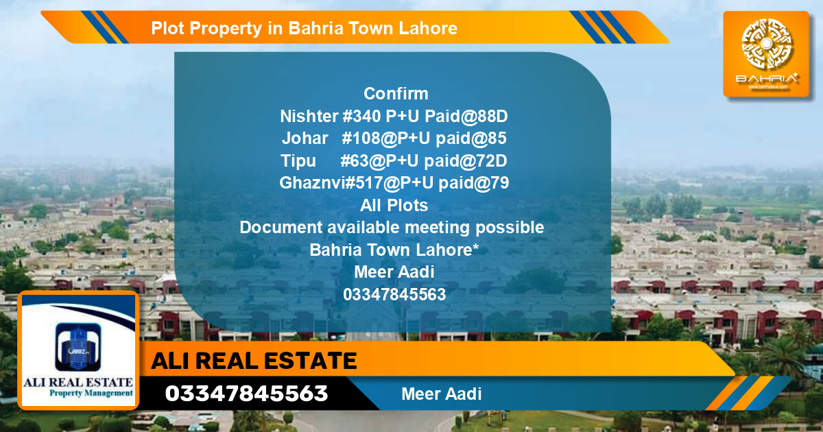 Residential Plot for Sale in Bahria Town, Lahore - (BP-45371)